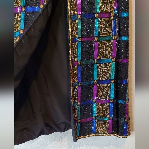 Mark & John By Gopal Colorful Pure Silk Beaded Sequin Dressy Jacket Medium - Picture 7 of 7